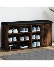 Banc à chaussures chêne fumé 102x32x50 cm bois d'ingénierie | Mobilier & Déco
