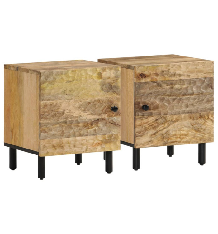 Tables de chevet 2 pcs 40x33x46 cm Bois de manguier solide | Mobilier & Déco