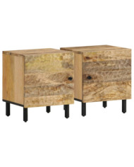 Tables de chevet 2 pcs 40x33x46 cm Bois de manguier solide | Mobilier & Déco