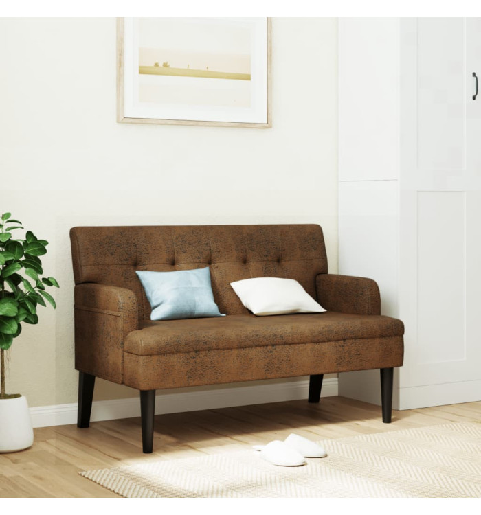 Banc avec dossier marron 112x65,5x75 cm similicuir daim | Mobilier & Déco