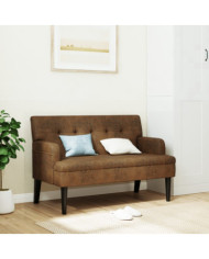 Banc avec dossier marron 112x65,5x75 cm similicuir daim | Mobilier & Déco