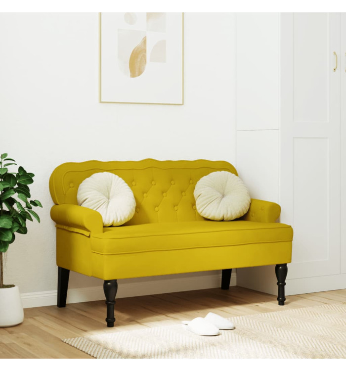 Banc avec dossier jaune 119,5x64,5x75 cm velours | Mobilier & Déco