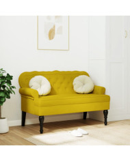Banc avec dossier jaune 119,5x64,5x75 cm velours | Mobilier & Déco