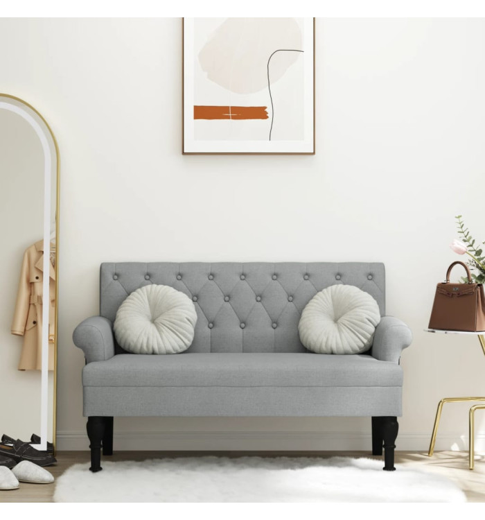 Banc avec dossier gris clair 120x62x75,5 cm tissu | Mobilier & Déco