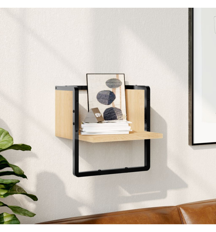 Étagère murale avec barre chêne sonoma 30x25x30 cm | Mobilier & Déco