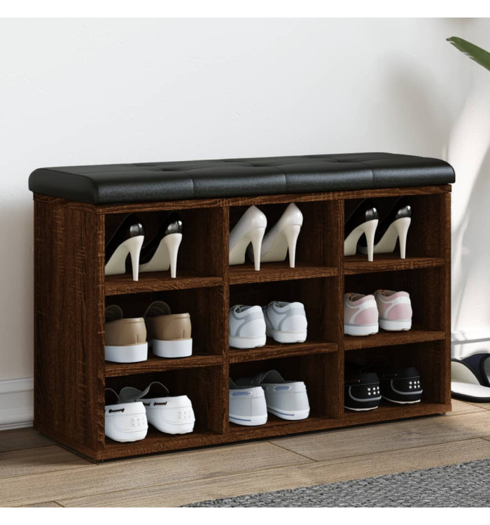 Banc à chaussures chêne marron 82x32x50 cm Bois d'ingénierie | Mobilier & Déco
