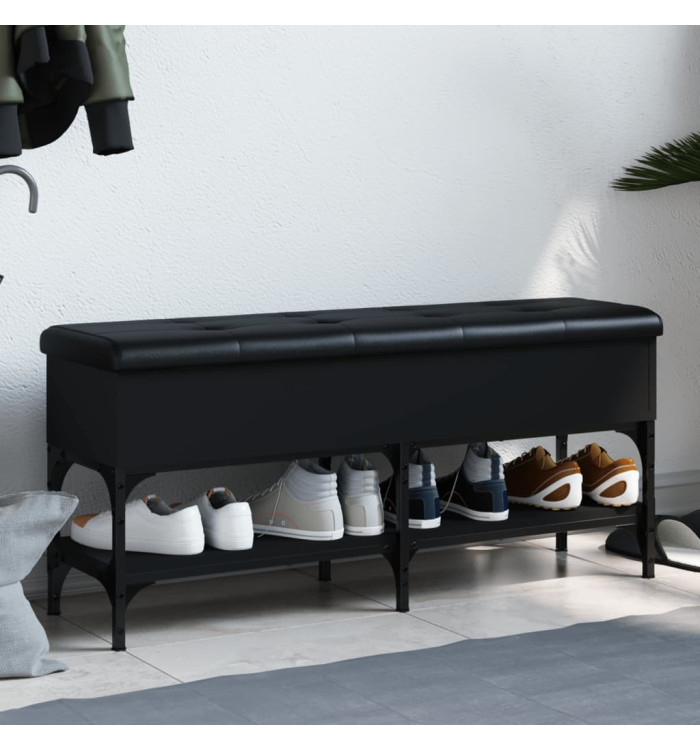 Banc à chaussures noir 102x32x45 cm bois d'ingénierie | Mobilier & Déco