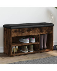 Banc à chaussures chêne fumé 82x32x45,5 cm bois d'ingénierie | Mobilier & Déco