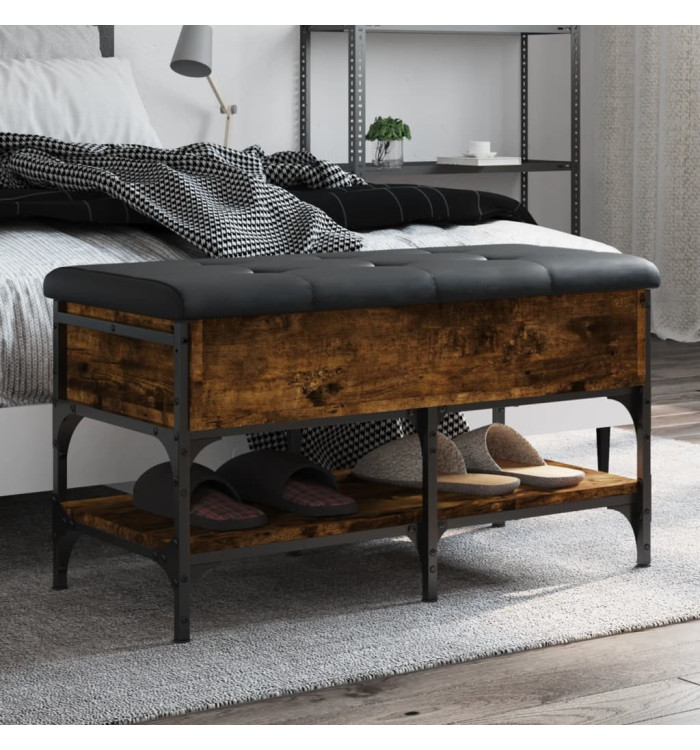 Banc à chaussures chêne fumé 82x42x45 cm bois d'ingénierie | Mobilier & Déco