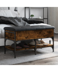 Banc à chaussures chêne fumé 82x42x45 cm bois d'ingénierie | Mobilier & Déco