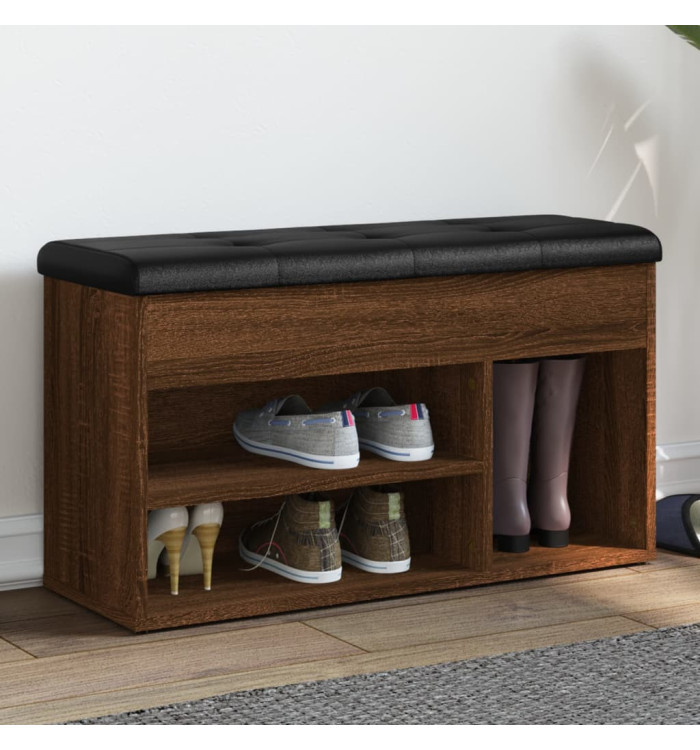 Banc à chaussures chêne marron 82x32x45,5 cm bois d'ingénierie | Mobilier & Déco