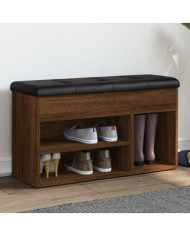 Banc à chaussures chêne marron 82x32x45,5 cm bois d'ingénierie | Mobilier & Déco