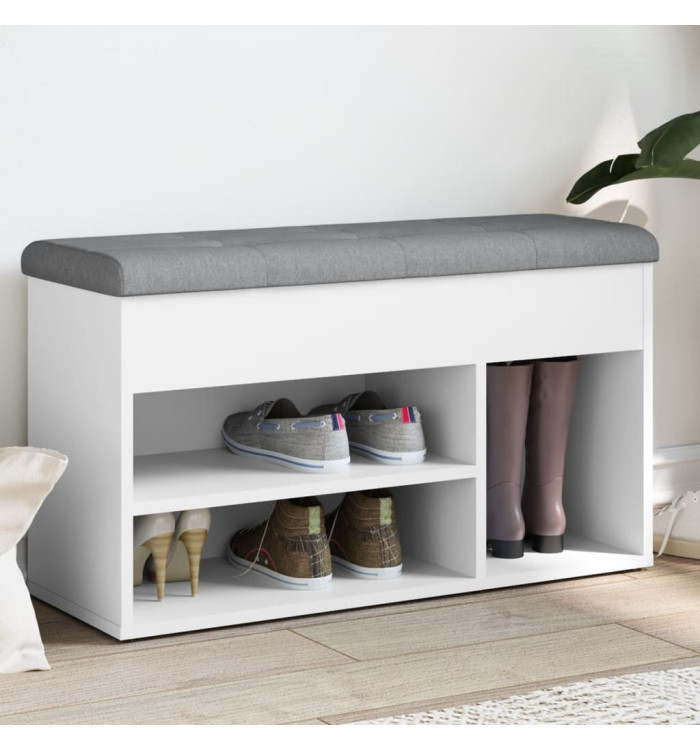Banc à chaussures blanc 82x32x45,5 cm bois d'ingénierie | Mobilier & Déco