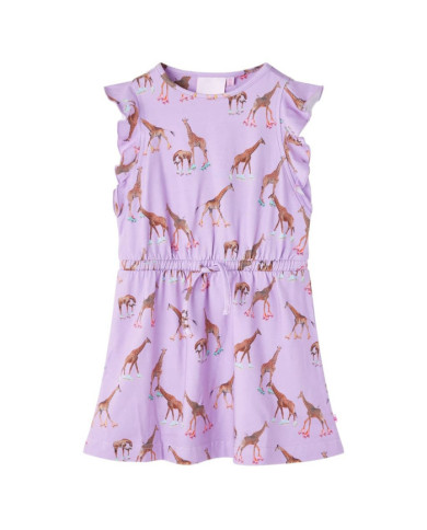 Robe fille manches à volants cordon de serrage lila 104 | Mobilier & Déco