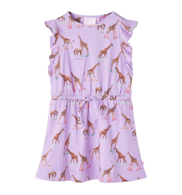 Robe fille manches à volants cordon de serrage lila 104 | Mobilier & Déco