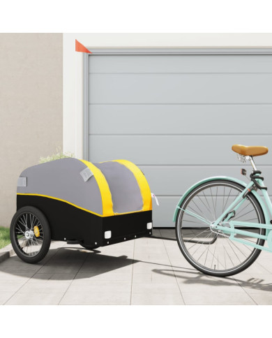 Remorque pour vélo noir et jaune 45 kg fer | Mobilier & Déco