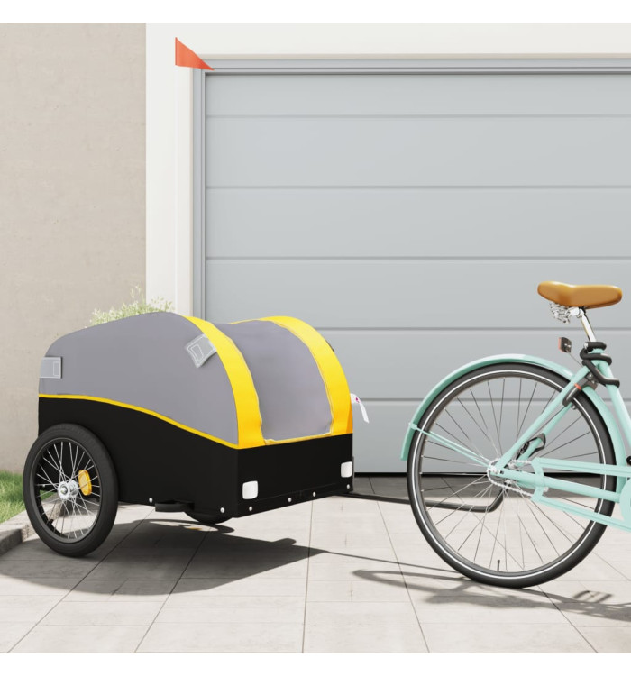 Remorque pour vélo noir et jaune 45 kg fer | Mobilier & Déco