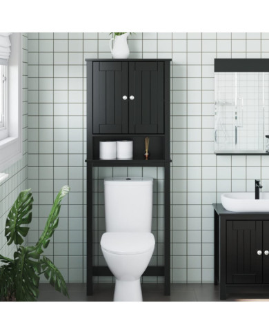 Rangement au-dessus de la cuvette BERG noir bois massif | Mobilier & Déco