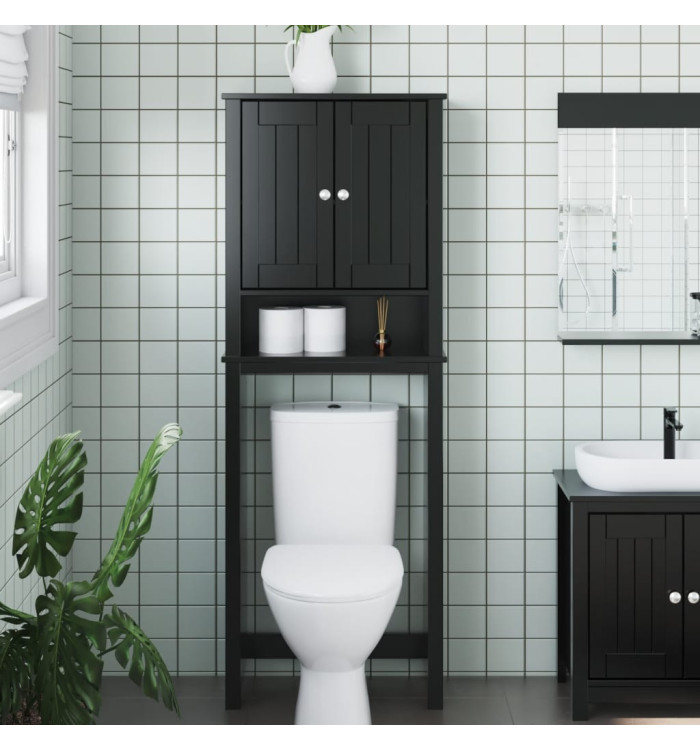 Rangement au-dessus de la cuvette BERG noir bois massif | Mobilier & Déco