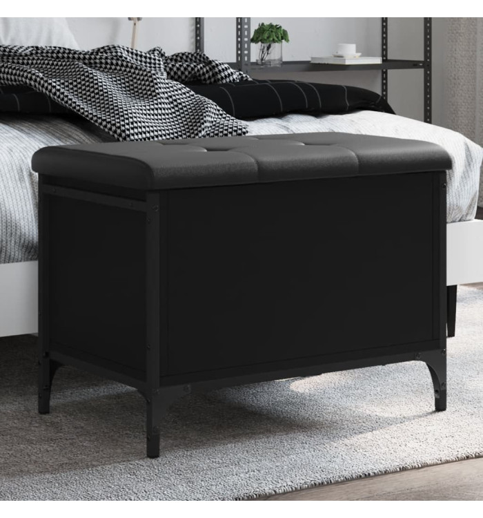 Banc de rangement noir 62x42x45 cm bois d'ingénierie | Mobilier & Déco