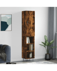 Buffet haut Chêne fumé 34,5x34x180 cm Bois d'ingénierie | Mobilier & Déco