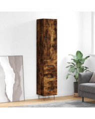 Buffet haut Chêne fumé 34,5x34x180 cm Bois d'ingénierie | Mobilier & Déco
