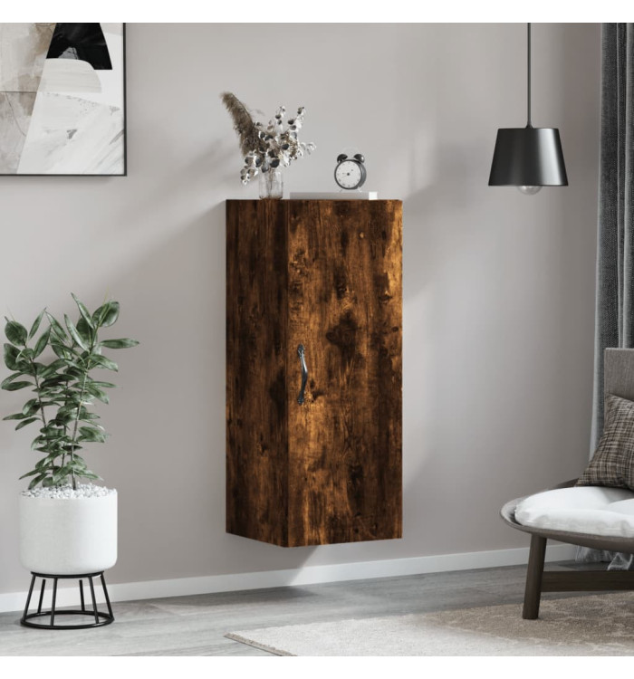 Armoire murale chêne fumé 34,5x34x90 cm bois d'ingénierie | Mobilier & Déco