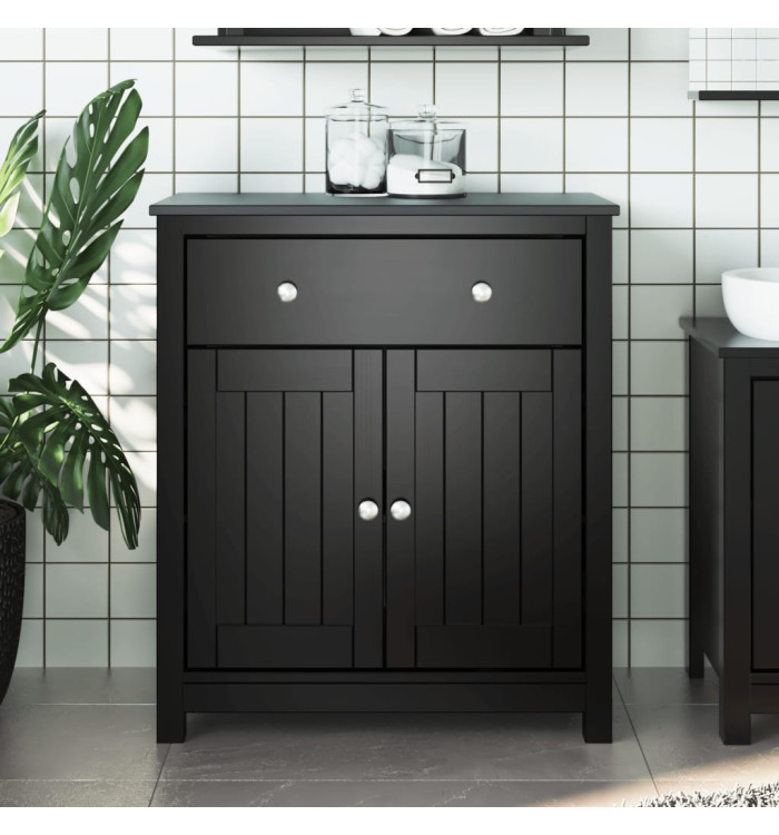 Armoire de salle de bain BERG noir 69,5x34x80 cm pin massif | Mobilier & Déco