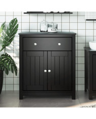 Armoire de salle de bain BERG noir 69,5x34x80 cm pin massif | Mobilier & Déco