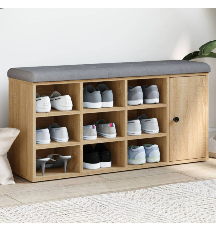 Banc à chaussures chêne sonoma 102x32x50 cm bois d'ingénierie | Mobilier & Déco