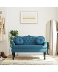 Banc avec coussins bleu 120,5x65x75 cm velours | Mobilier & Déco