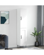 Buffet haut Blanc brillant 34,5x34x180 cm Bois d'ingénierie | Mobilier & Déco