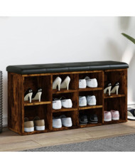 Banc à chaussures chêne fumé 102x32x50 cm bois d'ingénierie | Mobilier & Déco