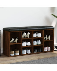 Banc à chaussures chêne marron 102x32x50 cm bois d'ingénierie | Mobilier & Déco