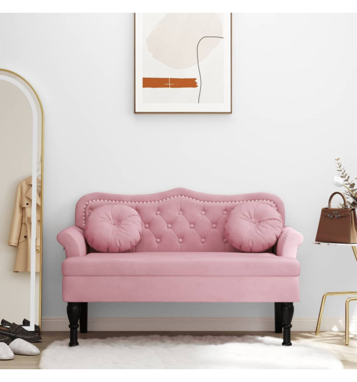 Banc avec coussins rose 120,5x65x75 cm velours | Mobilier & Déco