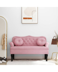 Banc avec coussins rose 120,5x65x75 cm velours | Mobilier & Déco