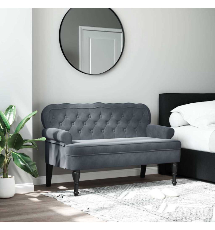 Banc avec dossier gris foncé 119,5x64,5x75 cm velours | Mobilier & Déco