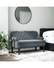 Banc avec dossier gris foncé 119,5x64,5x75 cm velours | Mobilier & Déco
