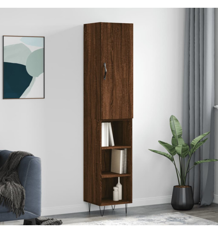 Buffet haut Chêne marron 34,5x34x180 cm Bois d'ingénierie | Mobilier & Déco