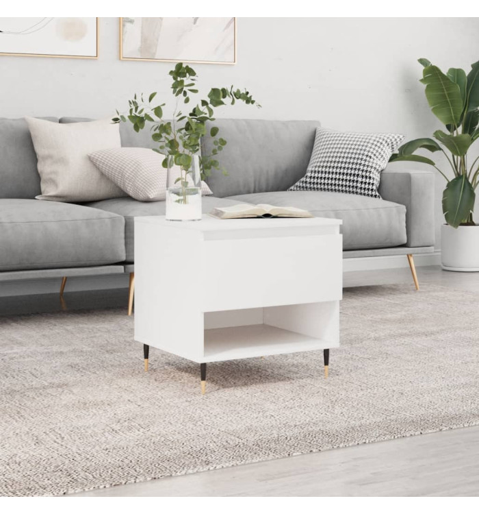 Table basse blanc 50x46x50 cm bois d’ingénierie | Mobilier & Déco