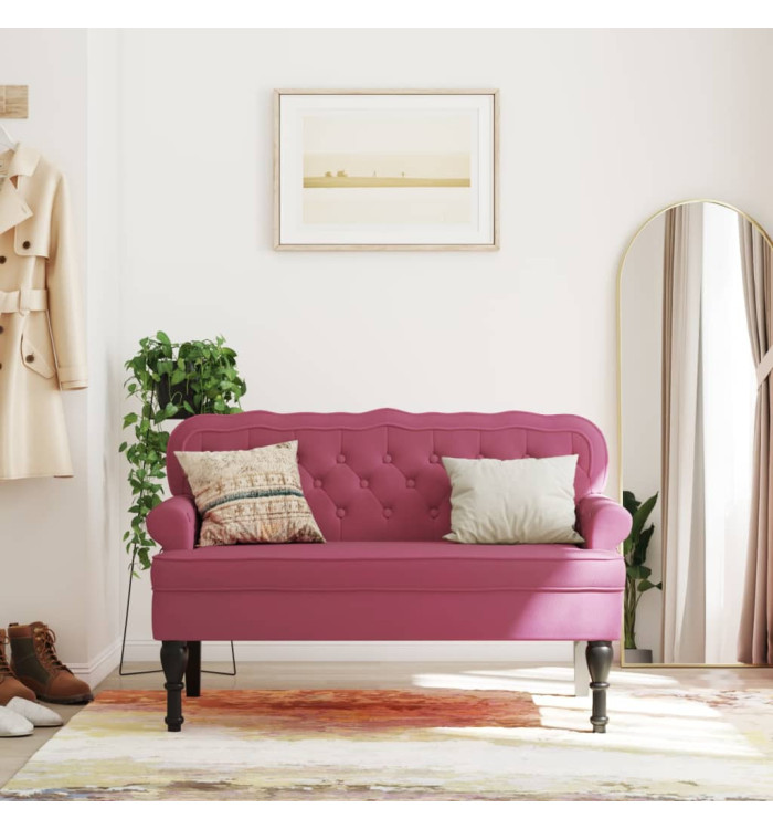 Banc avec dossier bordeaux 119,5x64,5x75 cm velours | Mobilier & Déco