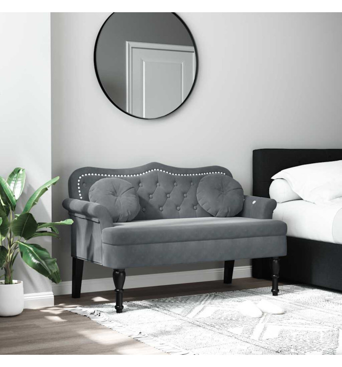 Banc avec coussins gris foncé 120,5x65x75 cm velours | Mobilier & Déco