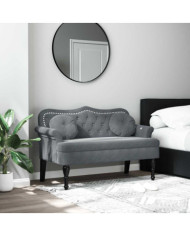 Banc avec coussins gris foncé 120,5x65x75 cm velours | Mobilier & Déco
