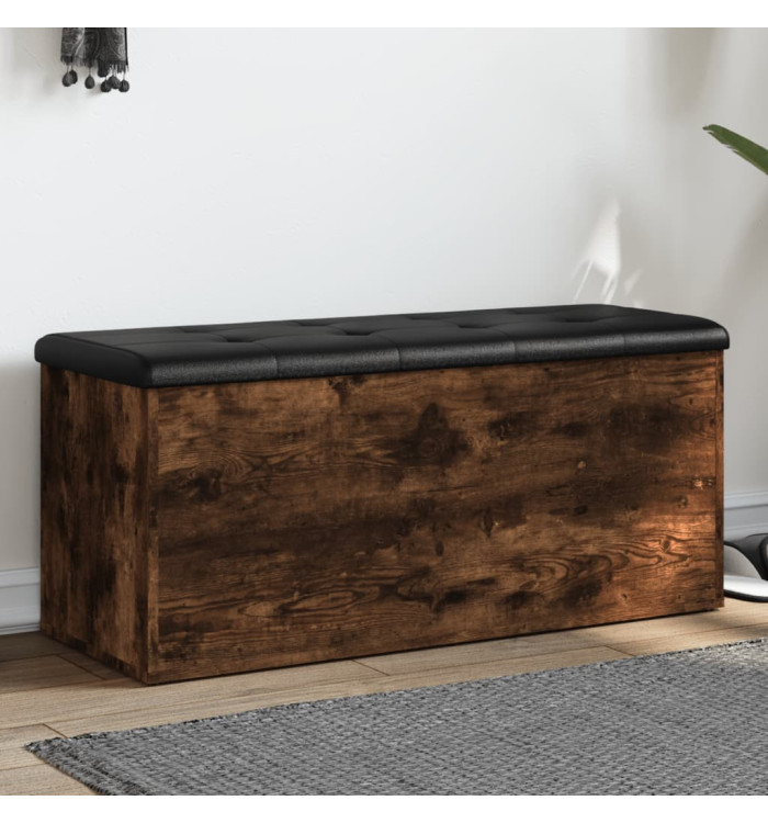 Banc de rangement chêne fumé 102x42x45 cm bois d'ingénierie | Mobilier & Déco