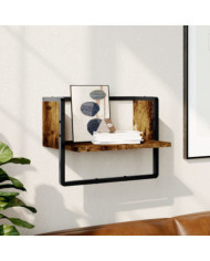 Étagère murale avec barre chêne fumé 40x25x30 cm | Mobilier & Déco