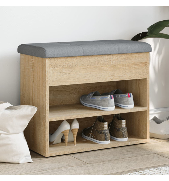 Banc à chaussures chêne sonoma 62x32x50 cm bois d'ingénierie | Mobilier & Déco