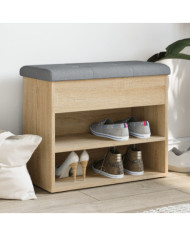 Banc à chaussures chêne sonoma 62x32x50 cm bois d'ingénierie | Mobilier & Déco