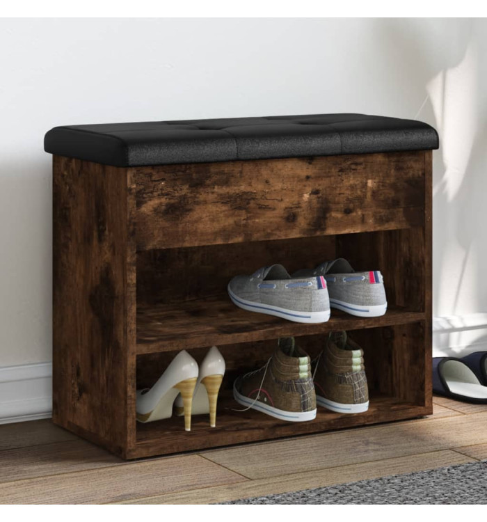 Banc à chaussures chêne fumé 62x32x50 cm bois d'ingénierie | Mobilier & Déco