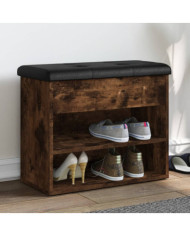 Banc à chaussures chêne fumé 62x32x50 cm bois d'ingénierie | Mobilier & Déco