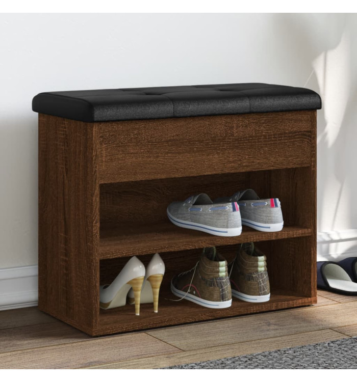 Banc à chaussures chêne marron 62x32x50 cm bois d'ingénierie | Mobilier & Déco